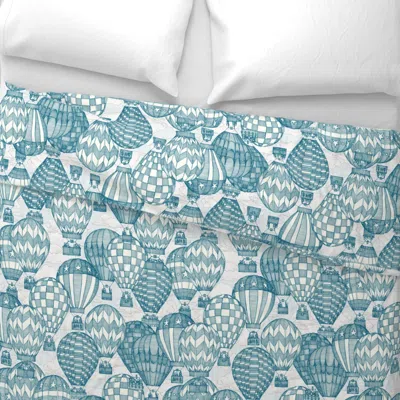 Spoonflower Hot Air Balloon Festival Peacock Wide Cotton Sateen 3.5 oz 26" X 20" Standard Knife Edge
