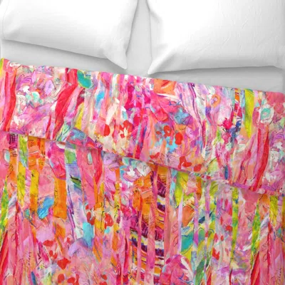 Spoonflower Hot Pink Goddess Abstract Stripe Pink Wide Cotton Sateen 3.5 oz 26" X 20" Standard Knife Edge