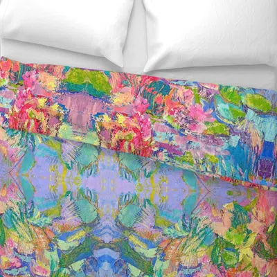 Spoonflower Hot Pink Goddess Floral Abstract Art Large Mirror Wide Cotton Sateen 3.5 oz 26" X 20" Standard Knife