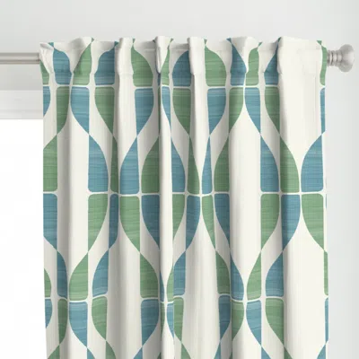 Spoonflower Hour Glass Blue And Green Curtain Panel
