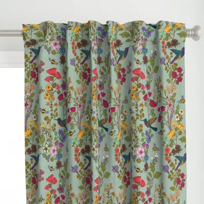 Spoonflower Hummingbirds And Bees Curtain Panel