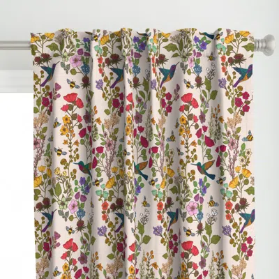 Spoonflower Hummingbirds And Bees Curtain Panel