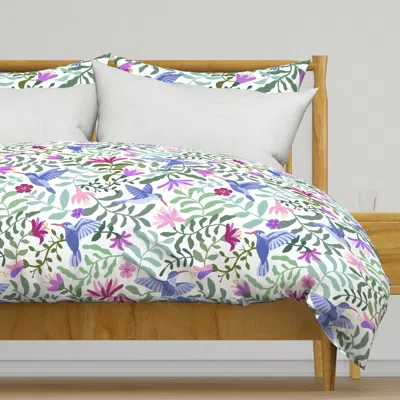 Spoonflower Hummingbirds Flower Garden - Duvet Cover In Pink