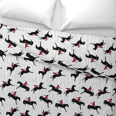Spoonflower Hunt Horses And Stripes Wide Cotton Sateen 3.5 oz 26" X 20" Standard Knife Edge