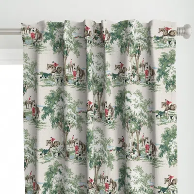 Spoonflower Hunt Scene In Muted Red Curtain Panel