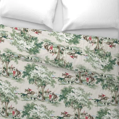 Spoonflower Hunt Scene In Muted Red On Tan Wide Cotton Sateen 3.5 oz 26" X 20" Standard Knife Edge