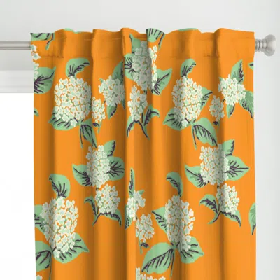 Spoonflower Hydrangeas Orange Curtain Panel