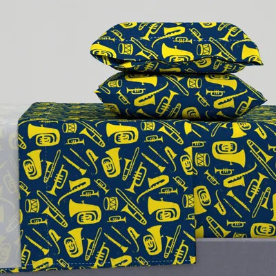 Spoonflower I Love A Parade Blue King Sheet Set