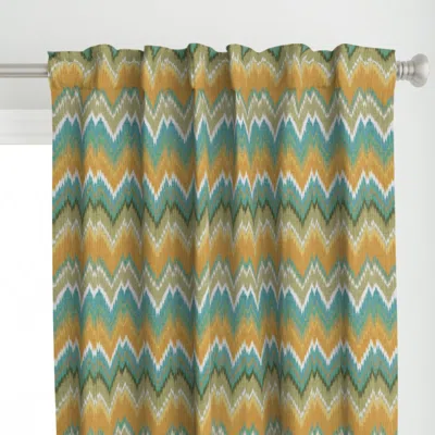 Spoonflower Ikat Chevron In Teal And Curtain Panel