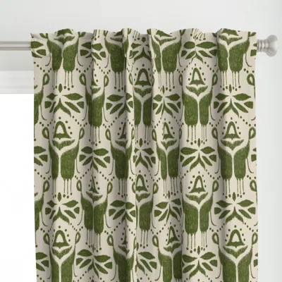 Spoonflower Ikat Motifs Green Curtain Panel