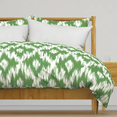 Spoonflower Ikat Spring Green Duvet Cover