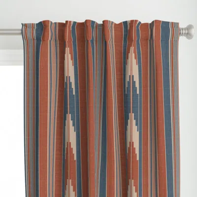 Spoonflower Ikat Stripes Linen Weave Curtain Panel