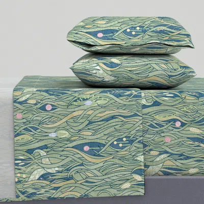 Spoonflower Imaginary Grassy Meadow - Dusty Colors King Sheet Set