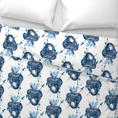 Spoonflower Immaculate Heart- Navy Wide Cotton Sateen 3.5 oz 26" X 20" Standard Knife Edge