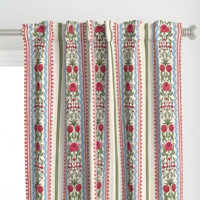 Spoonflower Indian Block Print Floral Curtain Panel