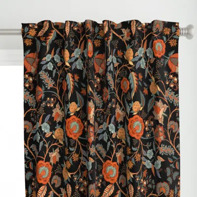 Spoonflower Indian Chintz On Black Curtain Panel