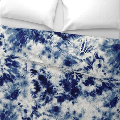 Spoonflower Indigo Blue Shibori Tie Dye Wallpaper Backsplashes Pattern Wide Cotton Sateen 3.5 oz 30" X 24" Stand