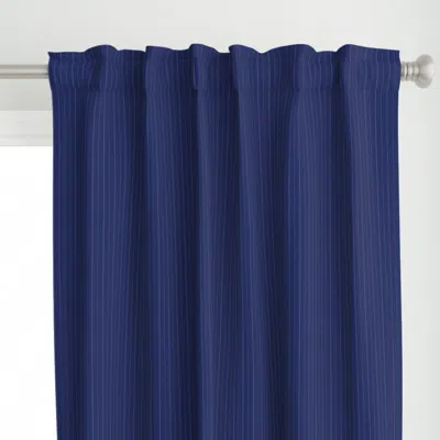 Spoonflower Ink Blue Pin Stripe Curtain Panel