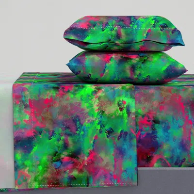 Spoonflower Ink Explosion - Neon Night King Sheet Set