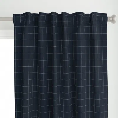 Spoonflower Ink Grid 3/3 Navy Curtain Panel