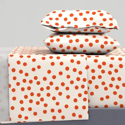 Spoonflower Irregular Messy Linnen Retro Polka Dots Orange Sand Queen Sheet Set