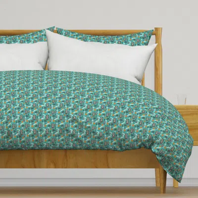 Spoonflower Island Tiki Mid Century Modern Duvet Cover