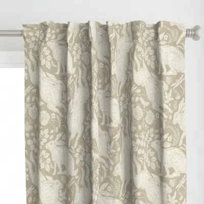 Spoonflower Ivory Rabbit On Linen Curtain Panel