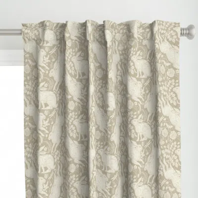 Spoonflower Ivory Rabbit On Linen Curtain Panel