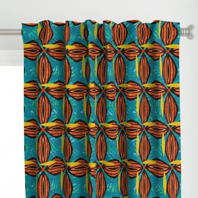 Spoonflower Jabulani Blossom Blue And Curtain Panel