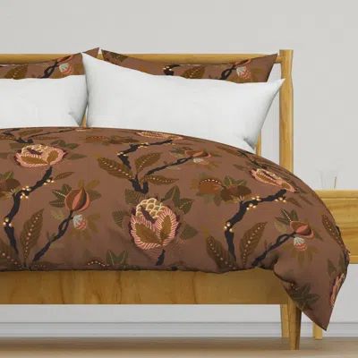 Spoonflower Jacobean Floral - Nude Pink Duvet Cover