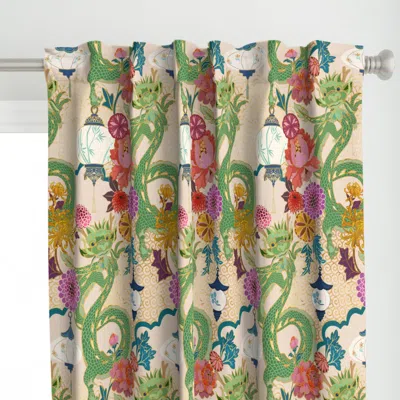 Spoonflower Jade Dragon Pavilion - Curtain Panel In Multi