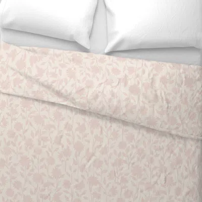 Spoonflower Japandi Cottage Wildflower Silhouettes - Tonal Soft Rose Pink On Cream King Pillow Sham