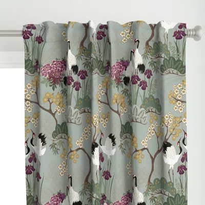 Spoonflower Japanese Garden Sage With Curtain Panel
