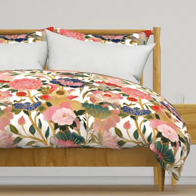 Spoonflower Japanese Peony & Lotus Duvet Cover