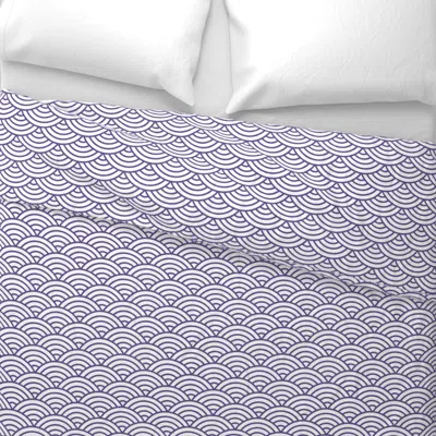 Spoonflower Japanese Rainbow Arches Seigaiha Petal Solids Coordinate Grape On White King Pillow Sham