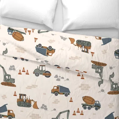 Spoonflower Job Site All The Trucks Multi Color Wide Cotton Sateen 3.5 oz 26" X 20" Standard Knife Edge