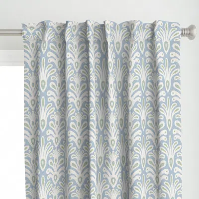 Spoonflower Jonah Ikat In Soft Blue Curtain Panel