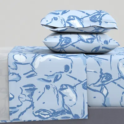 Spoonflower Jumbo Dog Sketches - Messy Animal Sketch - Light Sky Serenity Blue - 24" Full Sheet Set