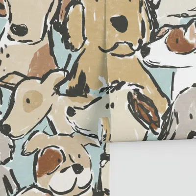 Spoonflower Jumbo Dog Sketches - Messy Animal Sketch - Multicolour Brown Grey Blue 24" Performance 2' X 12'