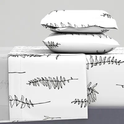 Spoonflower Jumbo Fern Black And White Full Sheet Set