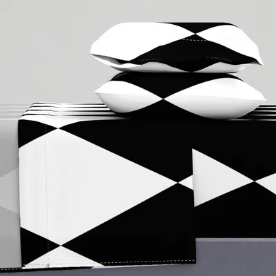 Spoonflower (jumbo) Harlequin Diamonds Checkered Tiles In Monochrome Black And White King Sheet Set