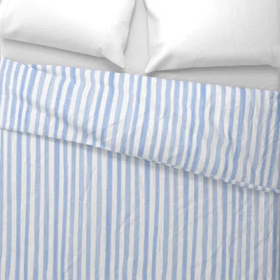 Spoonflower Jumbo - Seba - Watercolour Blue Stripes - Texture Wide Cotton Sateen 3.5 oz 26" X 20" Standard Knife