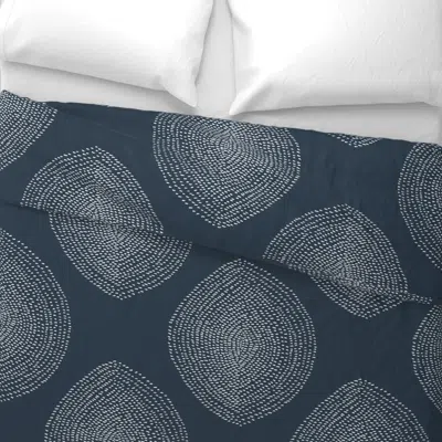 Spoonflower Jumbo Stripy Boho Drop White On Navy Wide Cotton Sateen 3.5 oz 26" X 20" Standard Knife Edge