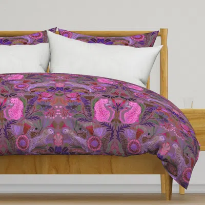 Spoonflower Jumbo Vintage Cheetahs Florals Duvet Cover In Pink
