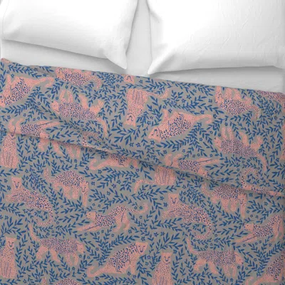 Spoonflower Jungle Cat - Slate Wide Cotton Sateen 3.5 oz 26" X 20" Standard Knife Edge