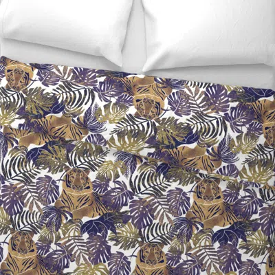 Spoonflower Jungle Tiger Caramel Grape Wide Cotton Sateen 3.5 oz 26" X 20" Standard Knife Edge
