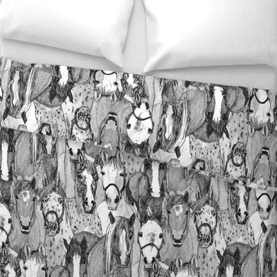 Spoonflower Just Horses Black White Large Euro Pillow Sham