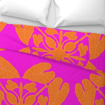 Spoonflower Kalo Quilt Large Orange On Fuschia Wide Cotton Sateen 3.5 oz 30" X 24" Standard Flanged