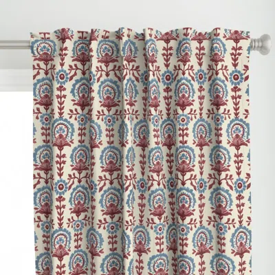 Spoonflower Kentucky Block Print Red Curtain Panel