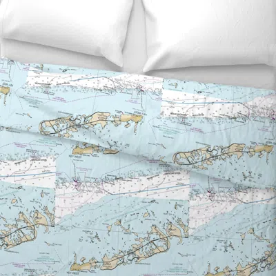 Spoonflower Key West Nautical Map Wide Cotton Sateen 3.5 oz 26" X 20" Standard Knife Edge